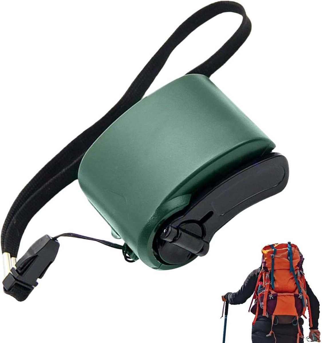 Handlader Telefoon - Noodstroom Dynamo - Stroom Opwekken - Ingebouwde LED - 6x49x31cm - Zwart