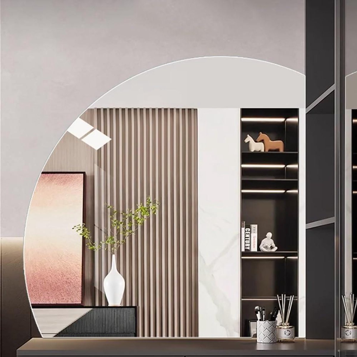 Halve Maan Spiegel - Wandspiegel Verlicht - Badkamer Decoratie - Drie Kleuren Licht - 90 c