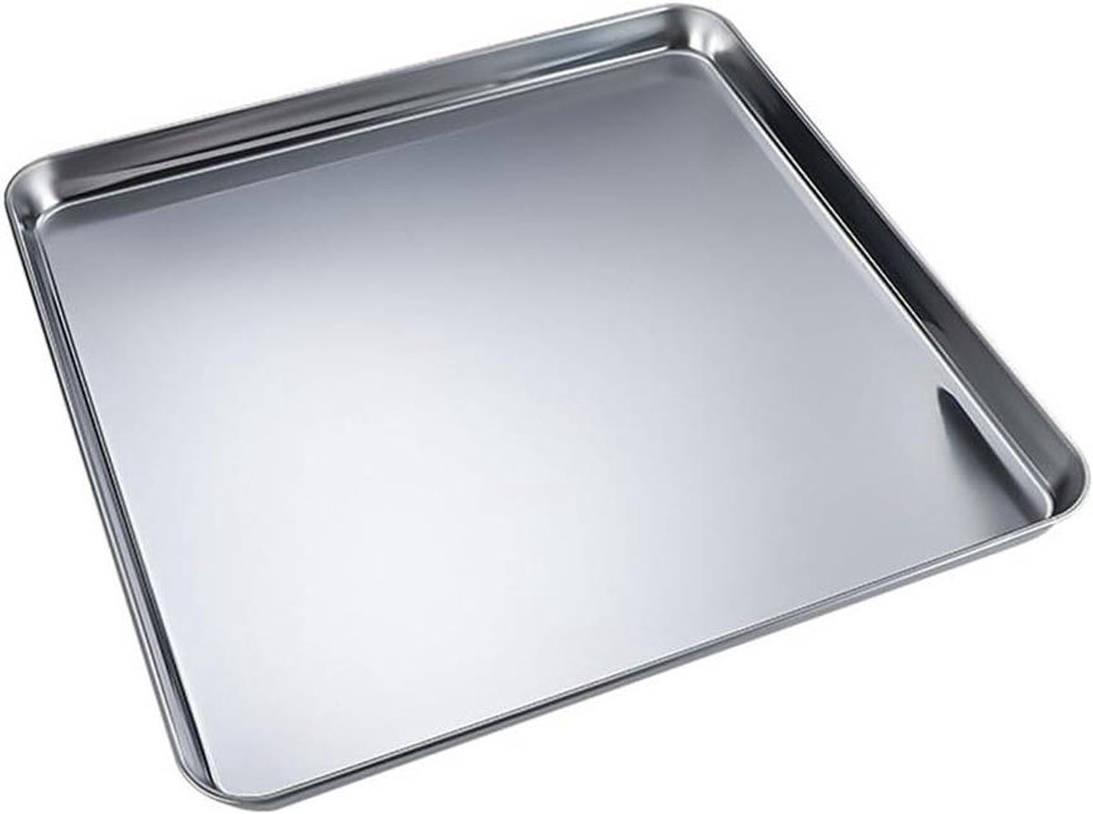 Roestvrijstalen Bakplaat - Koekjesblad - Bakken in Oven - Heavy-Duty Constructie - 20 x 20 x 5 cm - Zilverkleurig