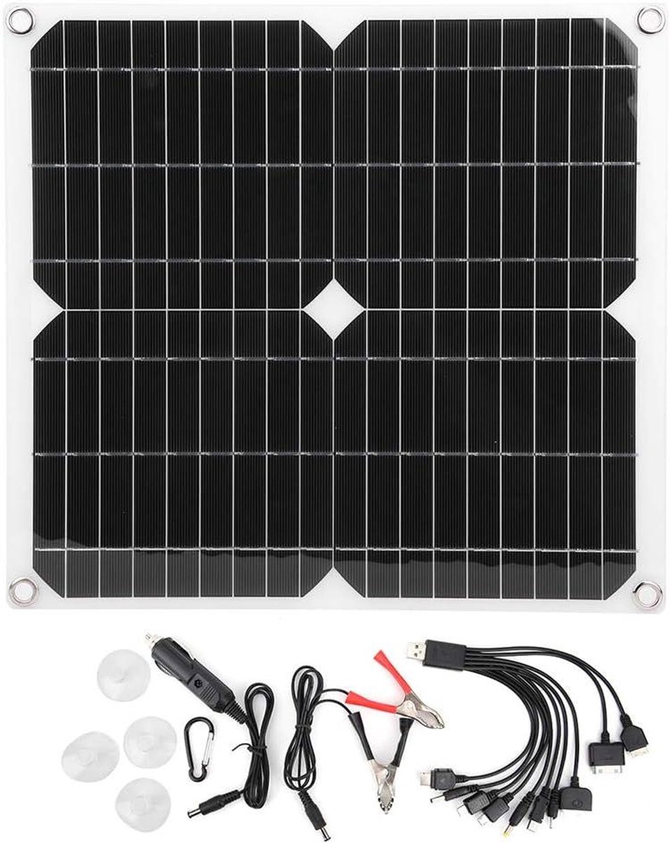 Zonnepaneel Oplader - Draagbare Energie - Buiten Opladen - Dubbele USB Poorten - 25W Vermogen - Zwart