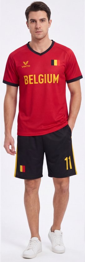 Maillot et short Vinto Belgique pour hommes - Tenue de football - Maillot de football Belgique - Coupe du Monde 2026 - Belgique - Taille M