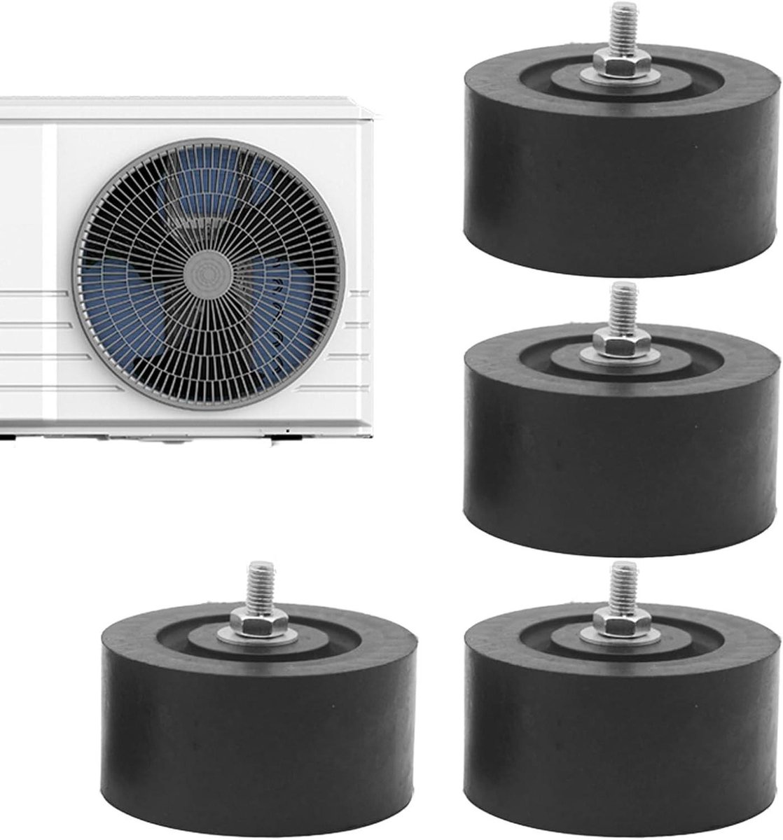 Anti-vibratiepads - Airco dempers - Airco stabiliseren - Verhoogt luchtstroom - 4 stuks - Zwart