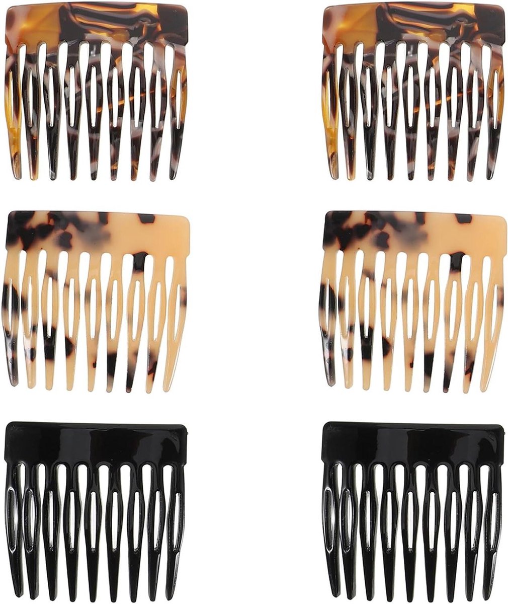 Haar Styling Kammen - Acetaat Inzetstukken - Dagelijkse Haarverzorging - Antistatische Eigenschappen - 6 Stuks - Diverse Kleuren