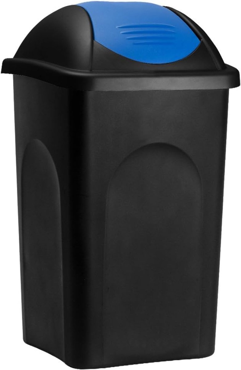 DnA® Prullenbak 60 Liter - Prullenbak - Pedaalemmer 60 Liter - Zwart/Blauw - 41cm x 41cm x 68cm