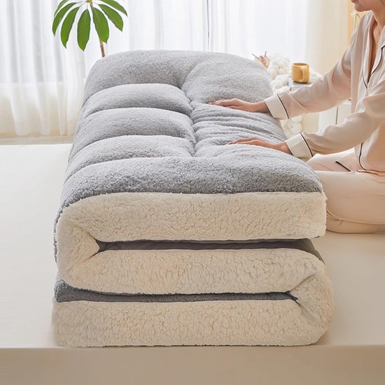 Oprolbare Futonmatras - Zacht Slaapkussen - Comfortabel Slapen - Ademend en Zacht - 200x220cm - Grijs — afbeelding 5