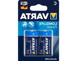 Batterijen C-cell - Alkaline C - Apparaten Voeden - Longlife Power - 2 stuks - Zwart