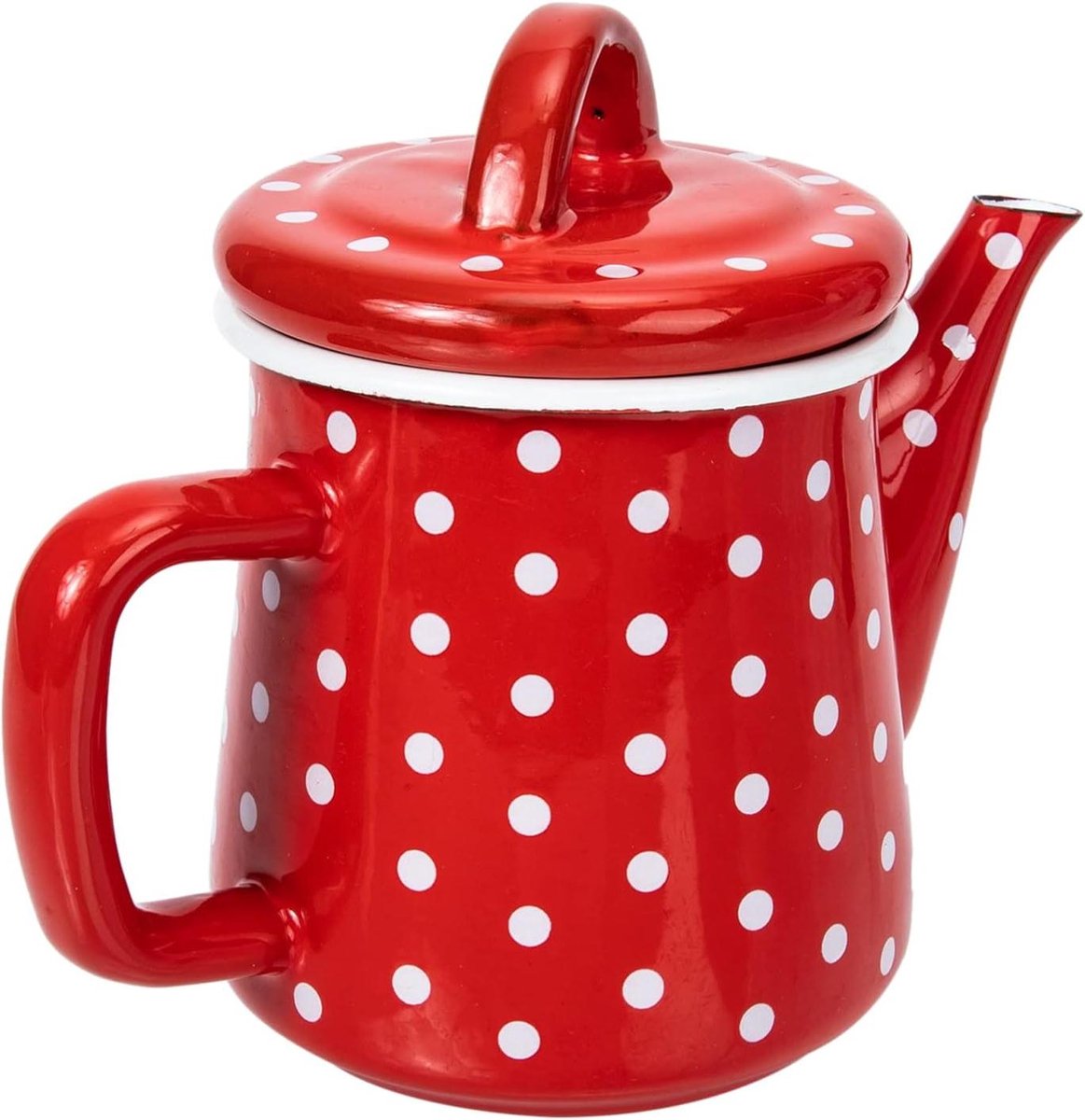 Generic 1Pc 0. 6L Gespikkelde Emaille Koffiepot Theeketel Japanse Emaille Koffiepot Water Verwarming Waterkoker Rood