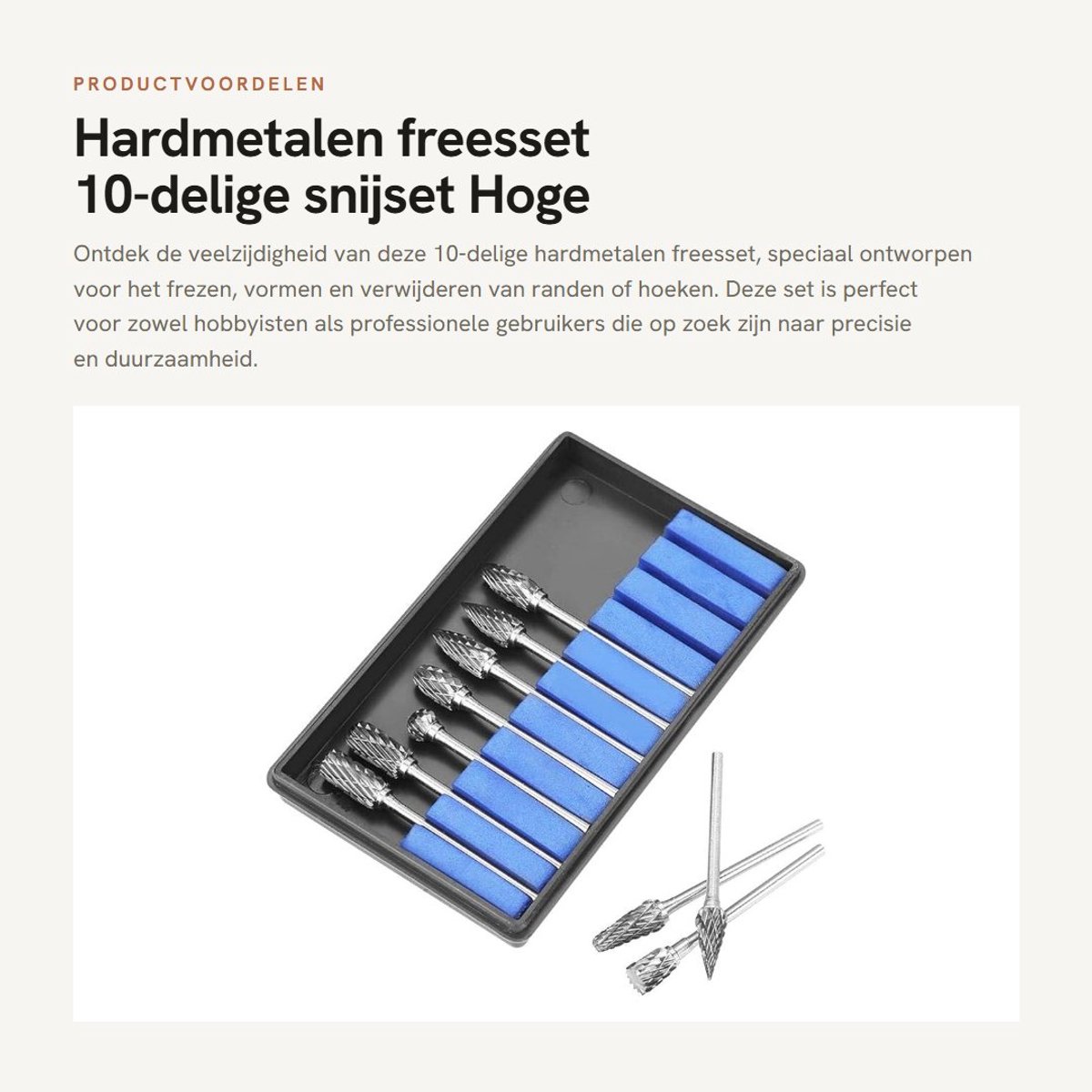 Dailygoods- Freesset 10-delig - Hardmetalen Snijset - Dubbele Volhardmetalen Molens - Schacht 2,35 mm - Kopdiameter 6 mm - Hittebestendig Materiaal - Frees