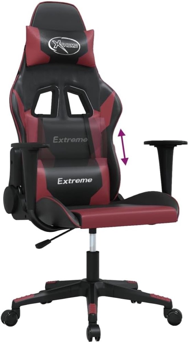 Gaming Stoel - Comfortabele Stoel - Ontspannen Zitten - Met Massagefunctie - 52x51x21 cm - Zwart Wijnrood — afbeelding 3