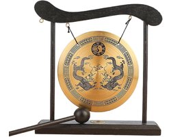 Gong Instrument, 4.7 Inch Chinese Gong met Stand & Klopper Traditionele Percussie Koper Feng Shui voor Home Decor Housewarming Zegen Gift Muziekinstrumenten Mini Gongs Instrument