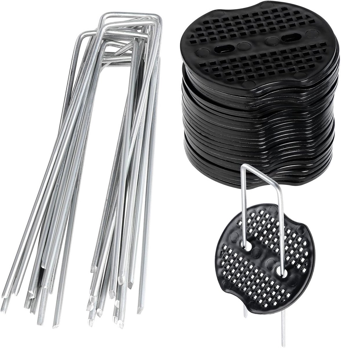 Tuin Pinnen - Verankerings Set - Ondergrond Vastzetten - Gegalvaniseerd Staal - 50 Stuks - Zilver