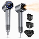 BlowSense® AirGlide - Föhn met Diffuser en Concentrator - LED Scherm - Haardroger met Ionentechnologie - 3 Magnetische Opzetstukken - Inclusief Magnetisch Ophangsysteem - Luxe Cadeauverpakking - Platina Grijs - 2026 Model