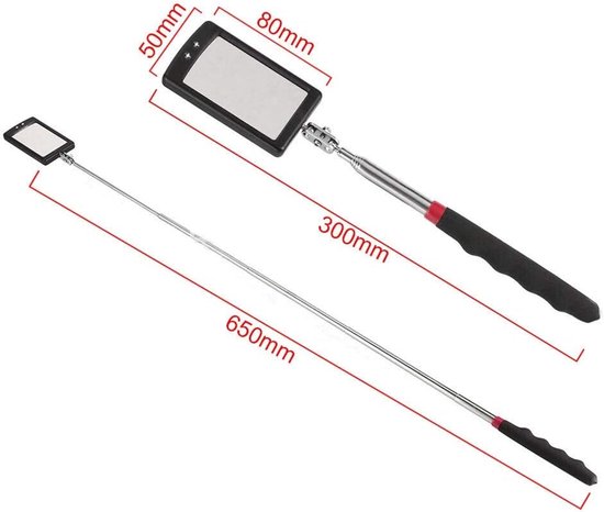 Draaibare telescopische spiegel Voertuigbodem Led Telescopische Antislip Binnenmuur Inspectiespiegel Dubbel kogelgewricht 360 graden draaibare autodetectietool Flexibel en compact — afbeelding 4