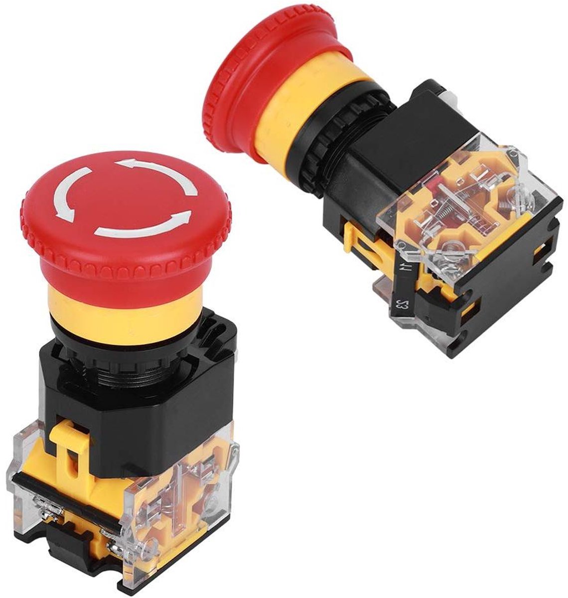 Noodstop Drukschakelaar - Aan Uit Schakelaar - Industriële Besturing - Technisch Plastic Constructie - 22mm Montagegat - Zwart