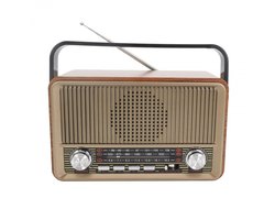 Vintage Draagbare Radio - Retro AM/FM/SW Radio met Bluetooth - 1800 mAh Oplaadbare Batterij - Draagbare Werksite en Camping Radio met USB, TF en AUX - Grote Knoppen voor Senioren - Koffie