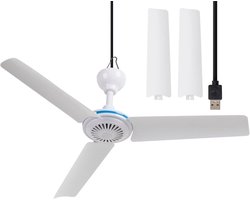 Plafondventilator - Mini Plafondventilator - Stille Ventilator - USB Aangedreven - Geschikt voor Reizen en Kamperen - Wit