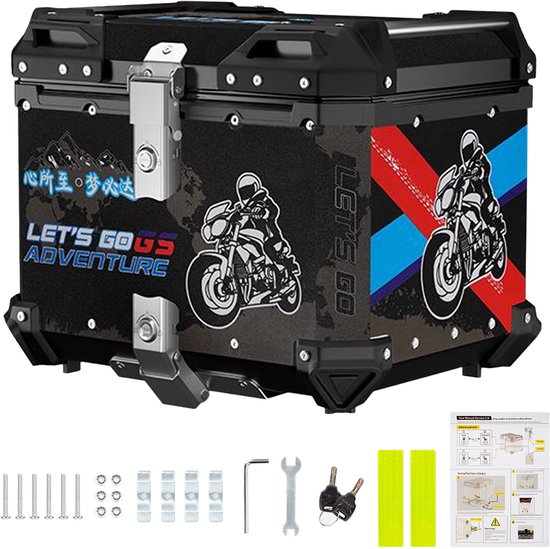 Motorfiets Topkoffer 65L – Aluminium Waterdichte Constructie – Dubbel Slot Beveiliging – Universele Montage – Touring en Woon-werkverkeer