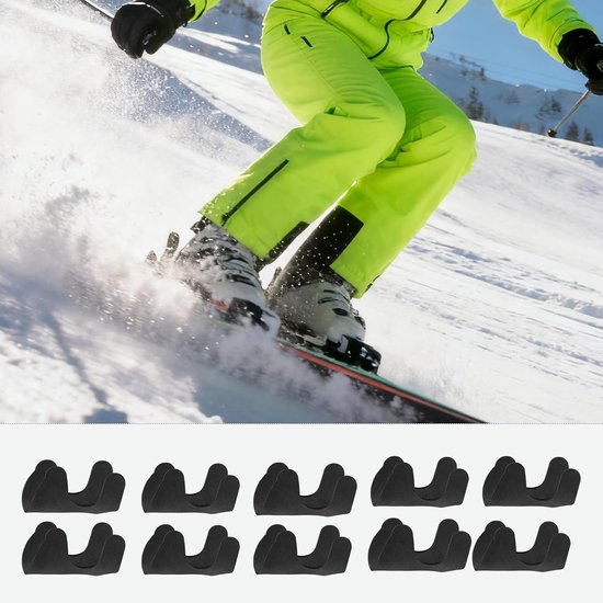 Hielbeschermers - Scheenbeschermers voor skischoenen - 10-pack zelfklevende scheenbeschermers - zelfklevend - Scheenbeschermers voor skiërs, beginners en skiliefhebbers, indoor/outdoor competitie, zwart van Merkloos — afbeelding 2