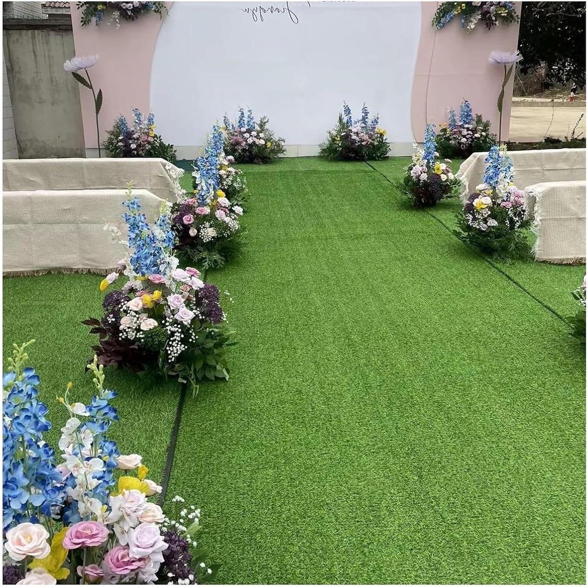 Kunstgras, kunstgras gras gazon, drainage huisdier hond kunstgras mat, tuin achtertuin bruiloft tapijt, aangepaste maat (kleur: groen-2 cm, maat: 100 x 400 cm)