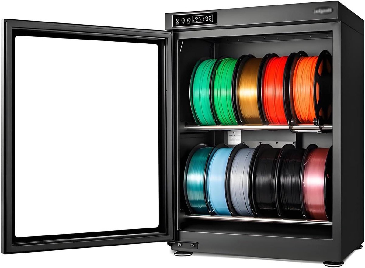 Filament Droogbox - Vochtbestendige Opslag - 3D Printen Verbeteren - Intelligente Vochtigheidsregeling - 70 Liter Capaciteit - Zwart