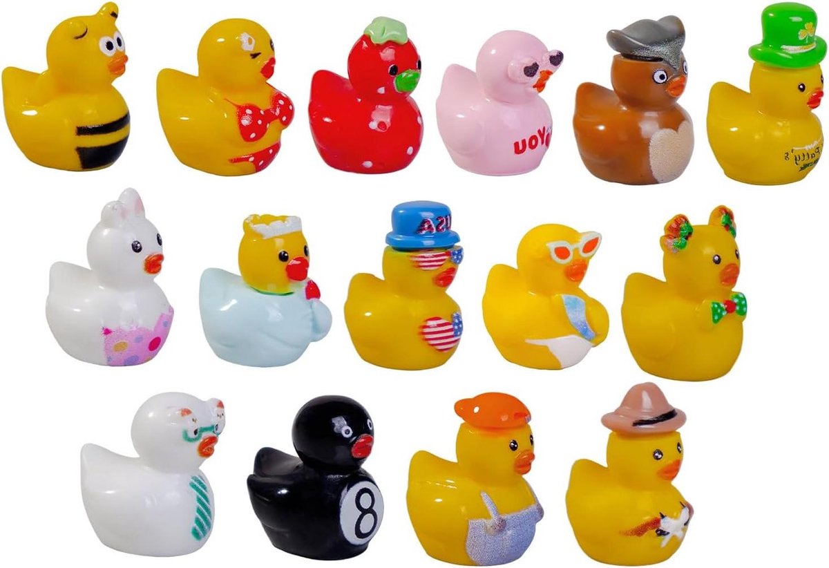 Mini Eendjes - Hars Ornamenten - Decoratie Feest - Kleurvast Tuindecor - 50 stuks - Geel
