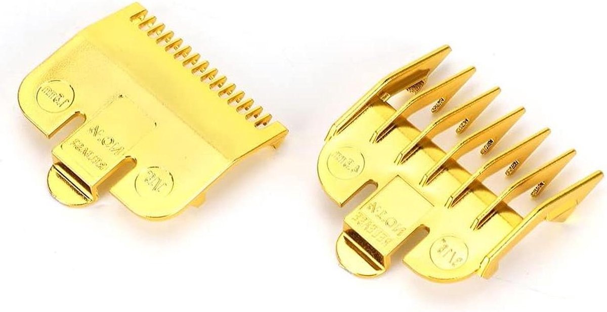Tondeuse Limietkam, Nauwkeurig Trimmen Professioneel Accessoire voor Nat en Droog Kapsel, Gemaakt van Duurzaam Materiaal, Goud/Zilver 2 STUKS voor Haarstylist (Gouden remklauw 1,5 MM + 4,5 MM)