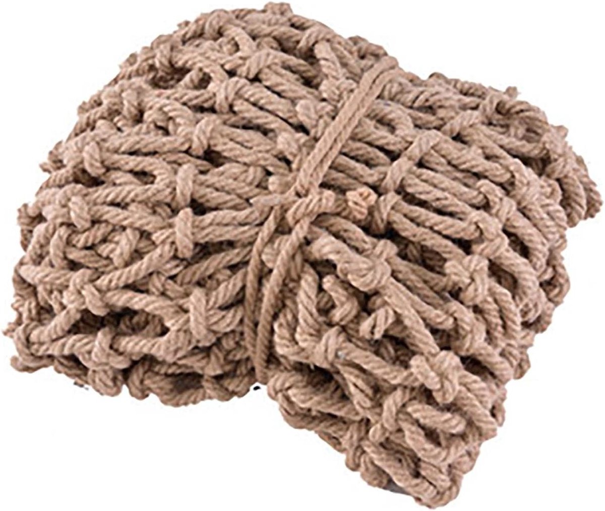 Veiligheidsnet Touw - Decoratie Net - Bescherming en Decoratie - Knooploze Weving - 6mm x 10cm - Natuurlijk Bruin