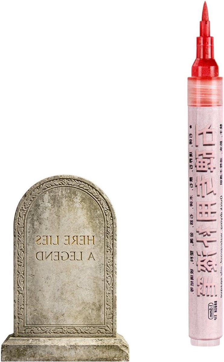 Steen Markeringspen - Restauratie Stift - Inscripties Opfrissen - Allesweerbestendig - 16 cm - Rood