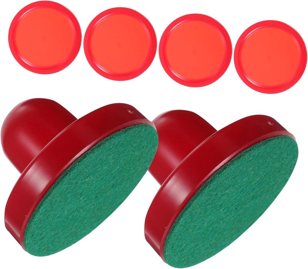 WOONEKY 8 Stuks Delige Air Hockey Pushers Pucks in Rood Ergonomische Handgrepen voor Comfortabele Grip Duurzame Vervangingsaccessoires voor Air Hockey Tafels voor Competitief Spel Snelle