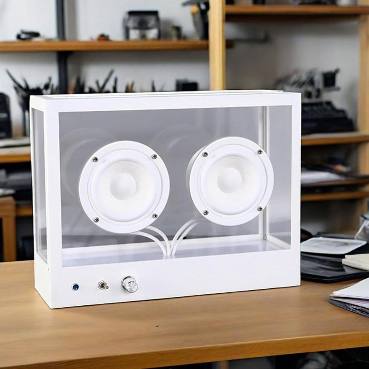 Bluetooth Luidspreker - Draagbare Subwoofer - Muziek Luisteren - Transparant Cassette Ontwerp - 27 x 95 x 200 mm - Wit