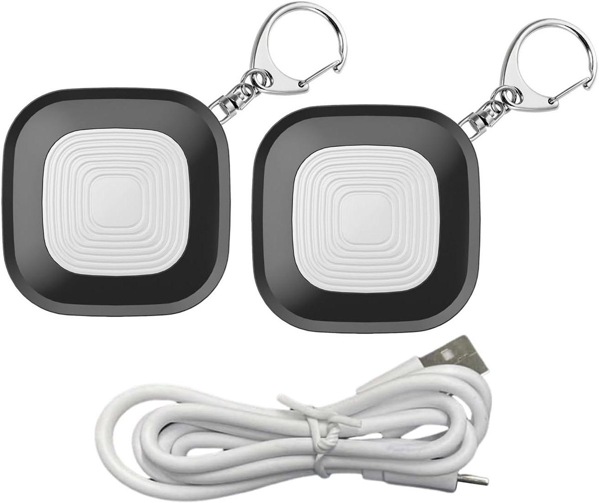 Veiligheidsalarm Set - Noodalarm Sleutelhanger - Persoonlijke Bescherming - 130dB Sirene Stroboscoop - 2 Stuks - Zwart