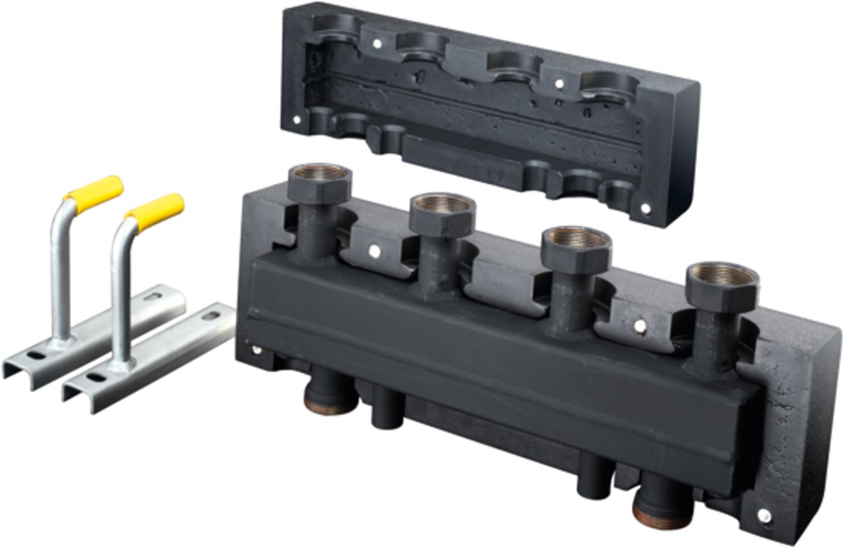 OVENTROP Hydraulische scheiding/Verdeler-combinatie HydroFixx voor Regumat DN 25 met warmte-isolatie, voor 2 verwarmingscircuits, staal, 1351698