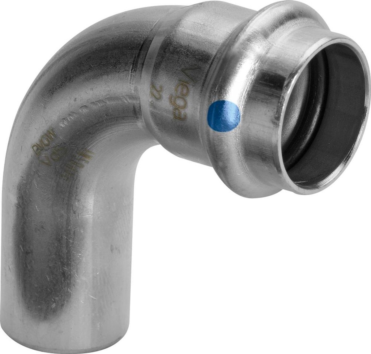 Viega Sanpress Inox LF-bocht 90 graden, d 22mm roestvrij staal Model 2316.1LF, 664763