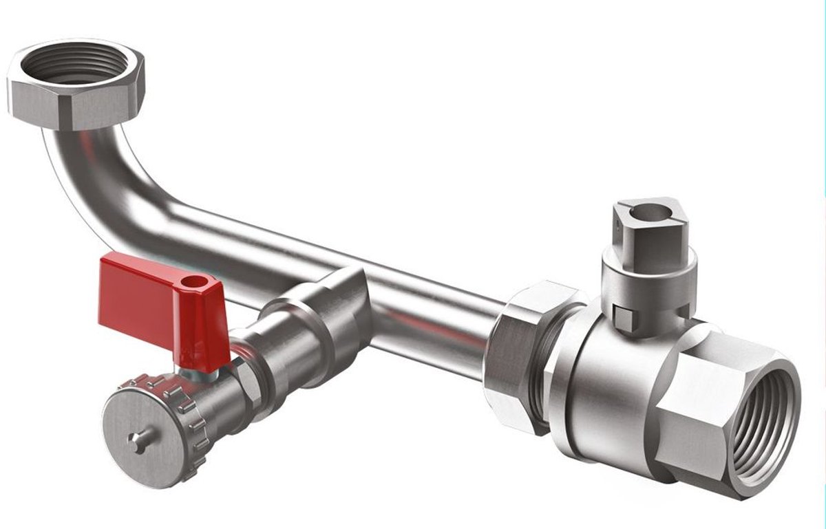 Reflex Winkelmann Reflex Aansluitgroep AG 1", met beveiligde afsluiting en aftapping, 100 °C, 10 bar, 9119204