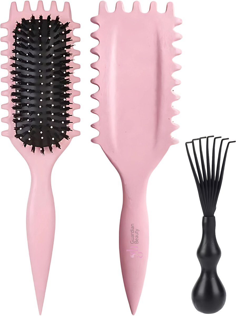 Guardian Beauty Haarborstel - Kruldefiniërende Borstel - Met Haarborstelreiniger - Roze
