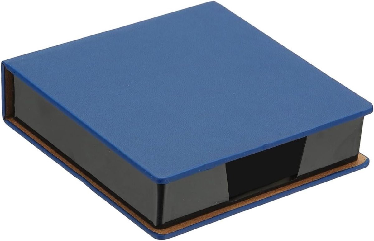Lederen Sticky Notes Houder en Visitekaarthouder, 4x4 Sticky Pads Dispenser voor Bureau en Thuis, Blauw Memo Pad Organizer