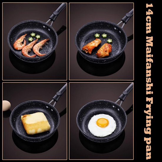 Draagbare Gietijzeren Mini-Eierpan 14 cm - Anti-Aanbak Omeletpan met Gasfornuis Frame voor Kamperen — afbeelding 2