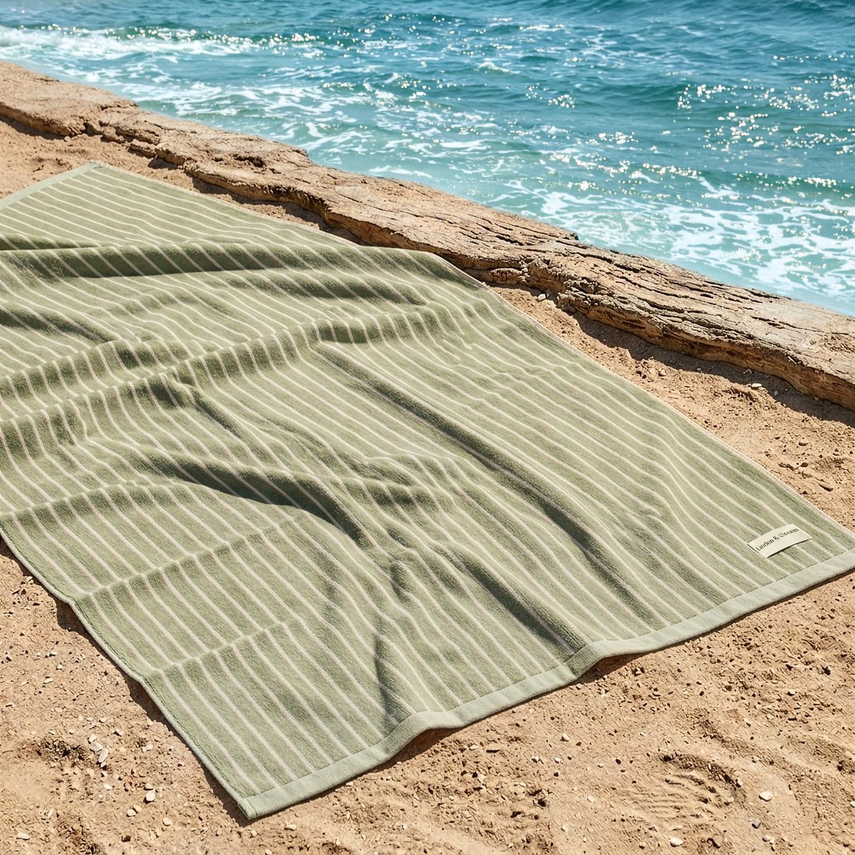 L&G - %100 Katoen Strandlaken 90x180 cm - Badlaken - Reishanddoek - Saunadoek - strandhanddoek - Sneldrogende Badhanddoek - Groen