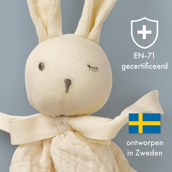 Knuffeldoekje met Konijn - Zacht Biologisch Katoen - Veilige Slabbetje voor Baby & Peuter — afbeelding 5