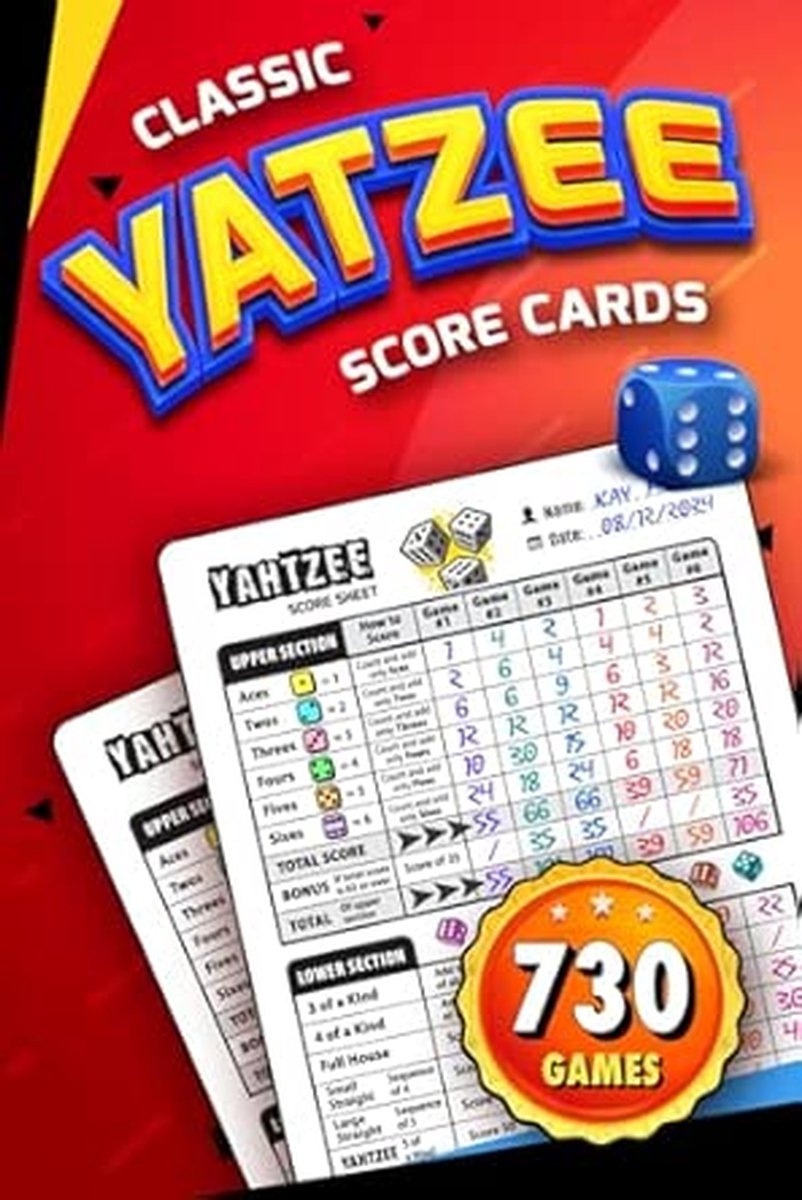 Yatzee Scoreboek voor Georganiseerd Scoren - 128 Bladzijdes met Meer dan 730 Spellen
