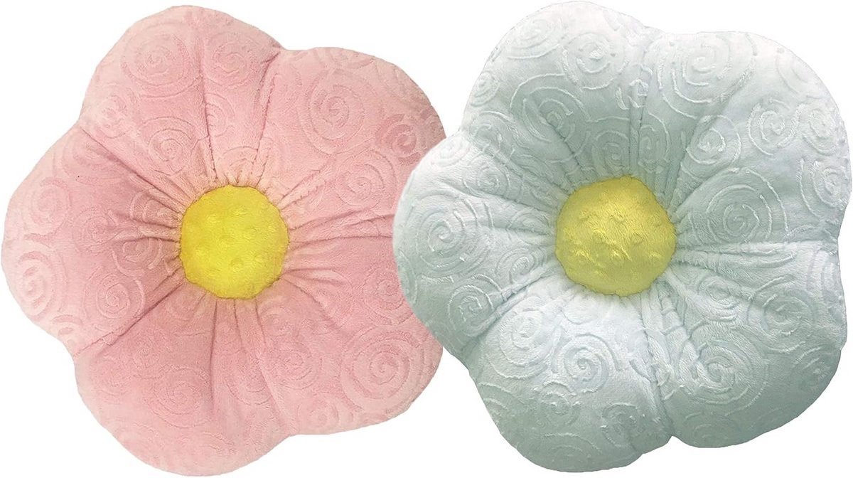 Zachte Kussenset voor Meisjeskamer Minky Stof Roze en Wit 2 Stuks