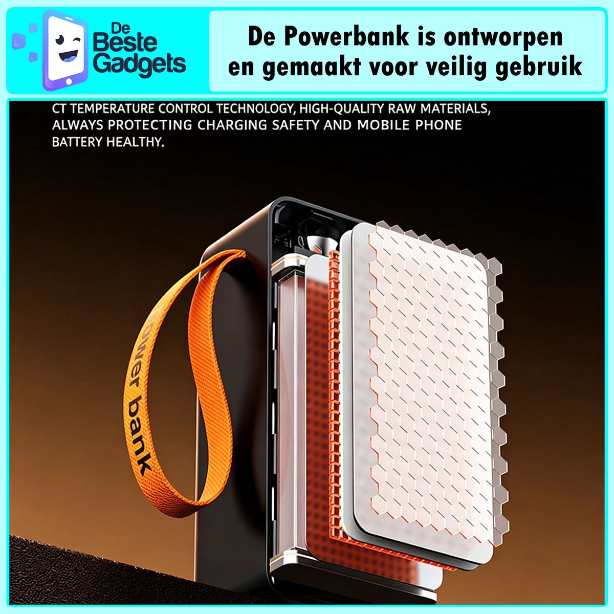 De Beste Gadgets Powerbank 60.000mAh – 30W Snelladen – 4 Ingebouwde Kabels – USB-C, Lightning & Micro-USB – Draagbare Oplader voor iPhone, Samsung, iPad & Meer – foto 8