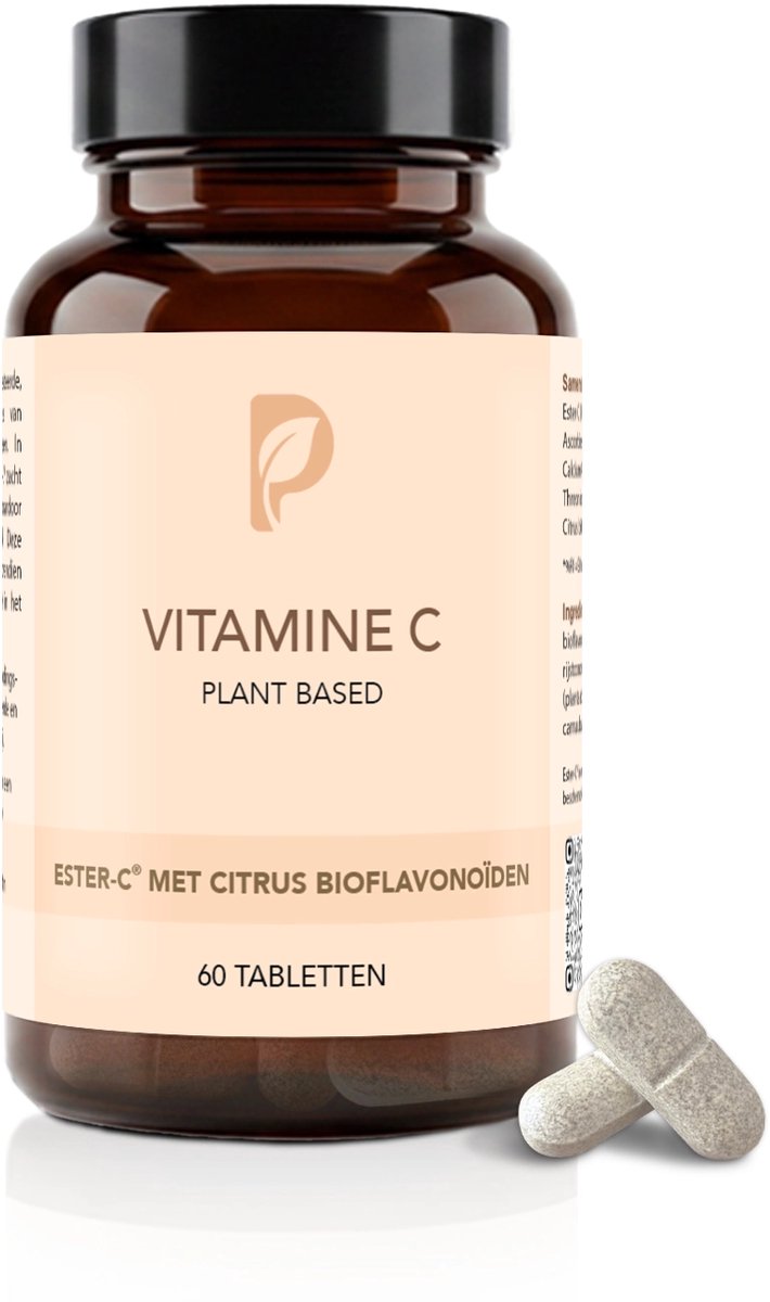 Plant Based Body – Vitamine C – Ester C 1000 mg – Gebufferde Vitamine C – Hoge Dosering Ascorbinezuur met Citrus Bioflavonoïden – Niet zure vorm – Verbeterde opname van Vitamine C – 60 Vegan Tabletten