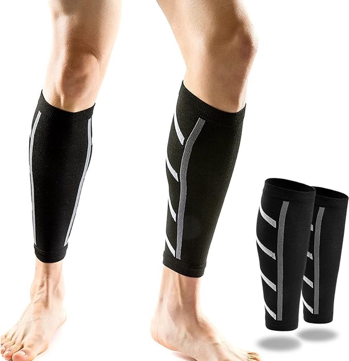 Kuitcompressie Sleeves - Compressiemouwen voor Heren & Dames - Antislip Kuitbanden voor Hardlopen, Fietsen, Voetbal & Basketbal - 1 Paar