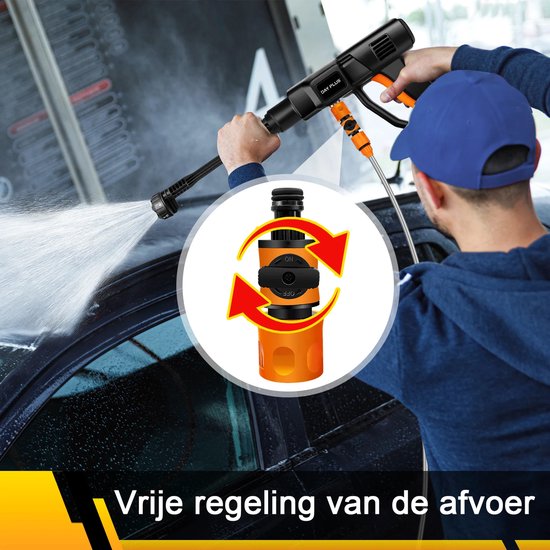 6-in-1 Krachtige Draadloze Hogedrukreiniger 21V - Ideaal voor Auto Wassen, Tuinmeubels en Terrassen - Met 2 Lithium Accu's - Schuimfles & 5m Slang — afbeelding 4