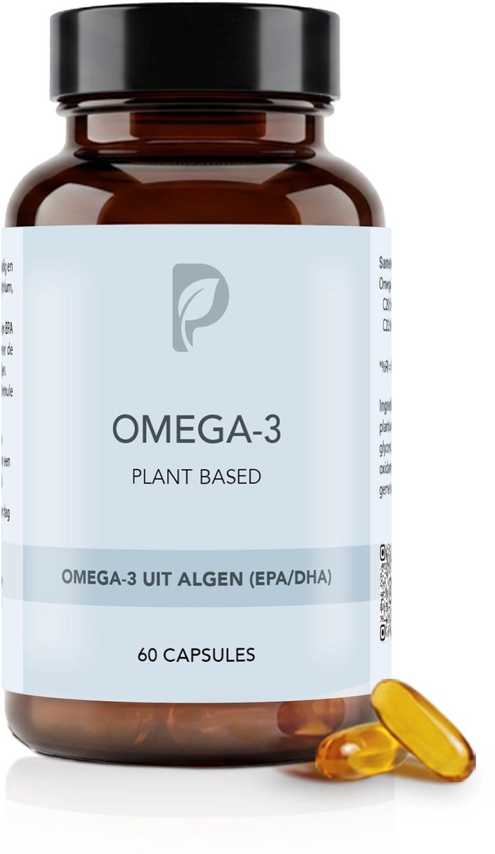 Plant Based Body – Omega 3 Vegan – EPA & DHA olie uit Algen – Ondersteunt Hart, Hersenen en Ogen – Hooggedoseerde Algenolie in natuurlijke triglyceridenvorm – Duurzaam Visolie Alternatief – 60 Vegan Capsules