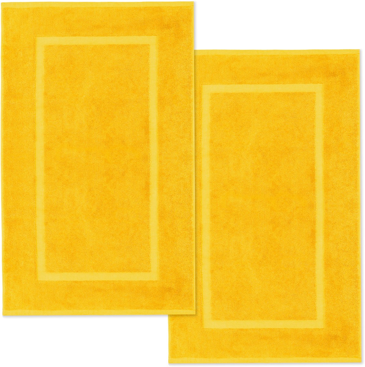 Lavea® Set van 2 badmatten 50x80 cm, zacht en absorberend – 100% katoen, wasbare badkamermatten – ideaal als douche- of badmat – Koolzaadgeel