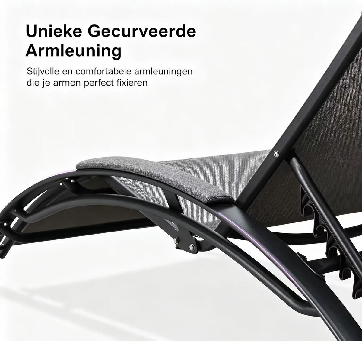 Purple Leaf Aluminium ligbedden met kussen extra groot - Set van 2 met bijzettafel - Grijs