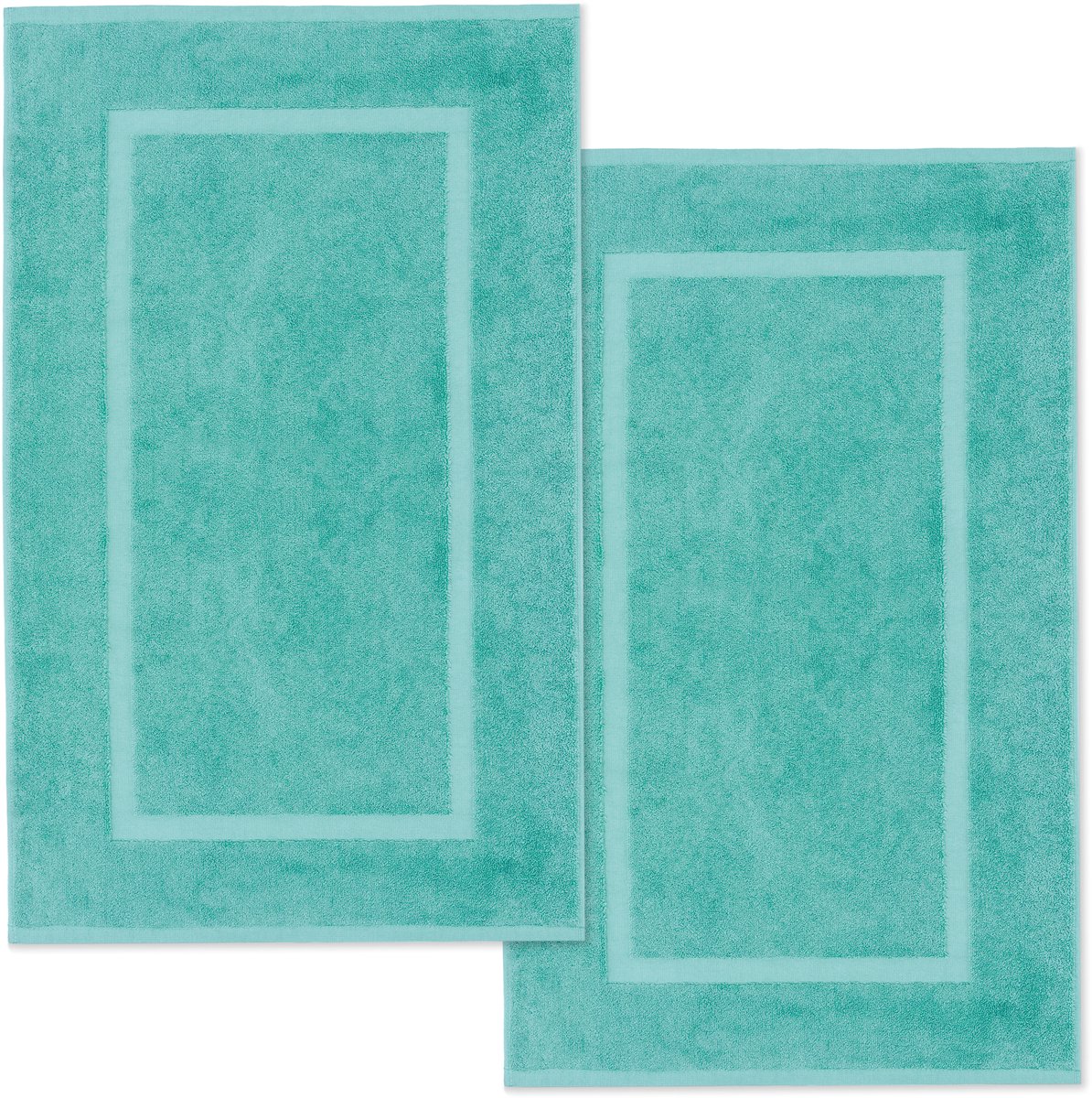 Lavea® Set van 2 badmatten 50x80 cm, zacht en absorberend – 100% katoen, wasbare badkamermatten – ideaal als douche- of badmat – Turkoois