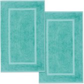 Lavea® Set van 2 badmatten 50x80 cm, zacht en absorberend – 100% katoen, wasbare badkamermatten – ideaal als douche- of badmat – Turkoois